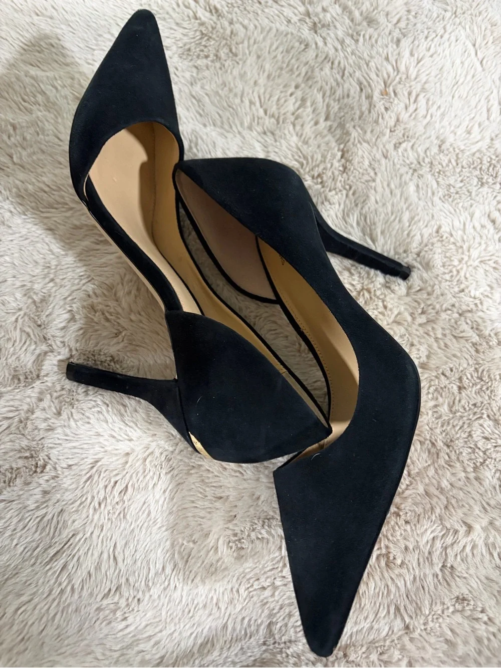 Michael Kors Black Suede Pointed D'Orsay Heels